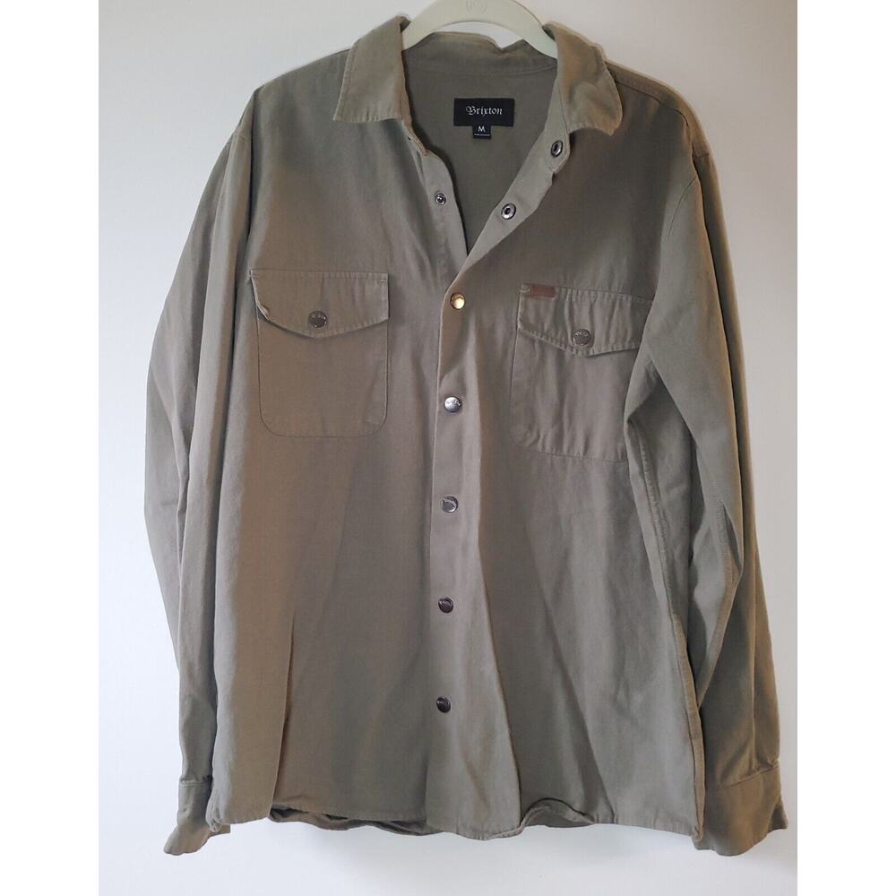 Brixton Shirt Jacket Mens M Olive Army Green Snap Shacket Military Medium
